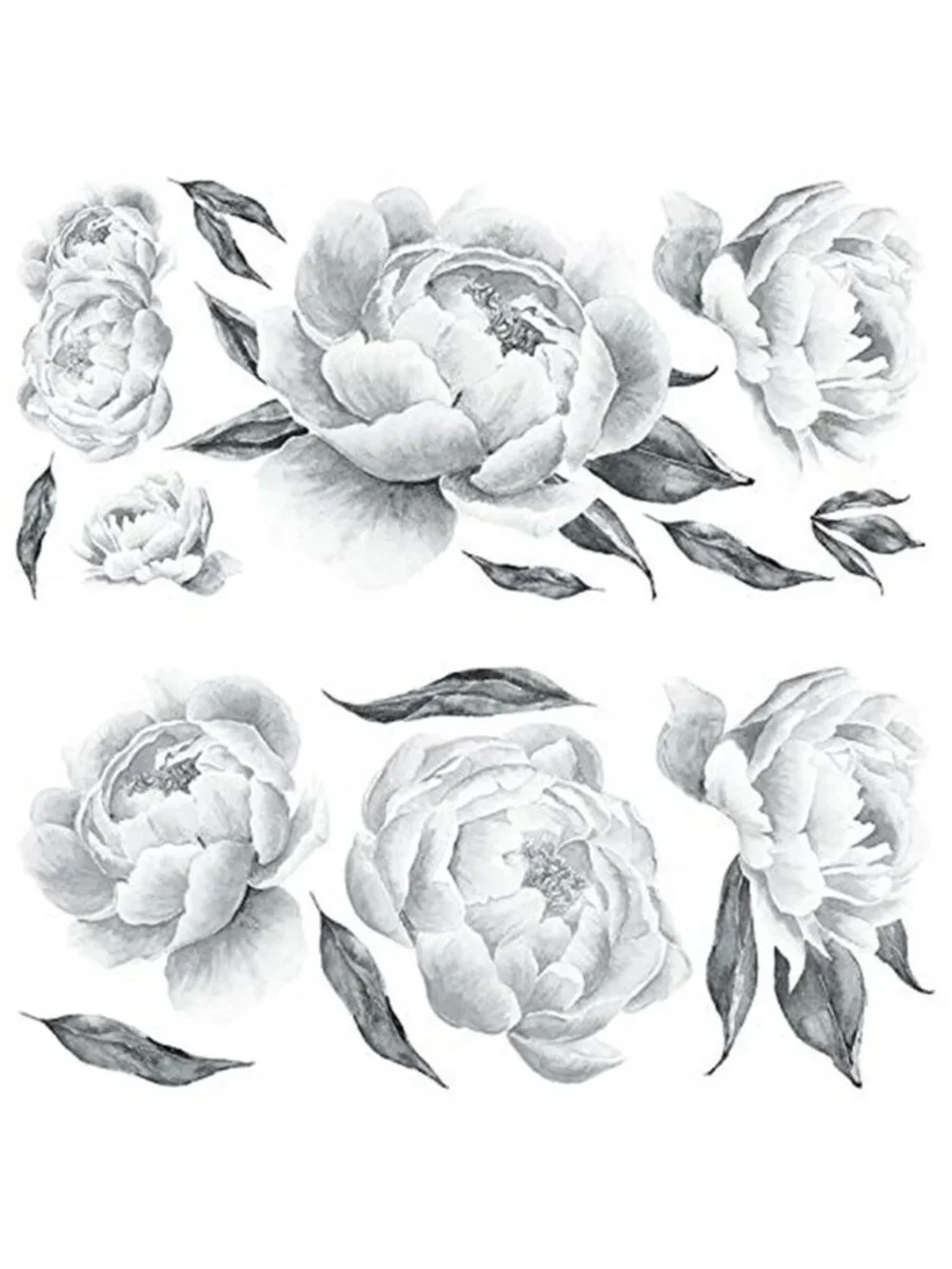 Floral Wall Decals Peel Stick Black White Peonies Removable Vinyl Decor